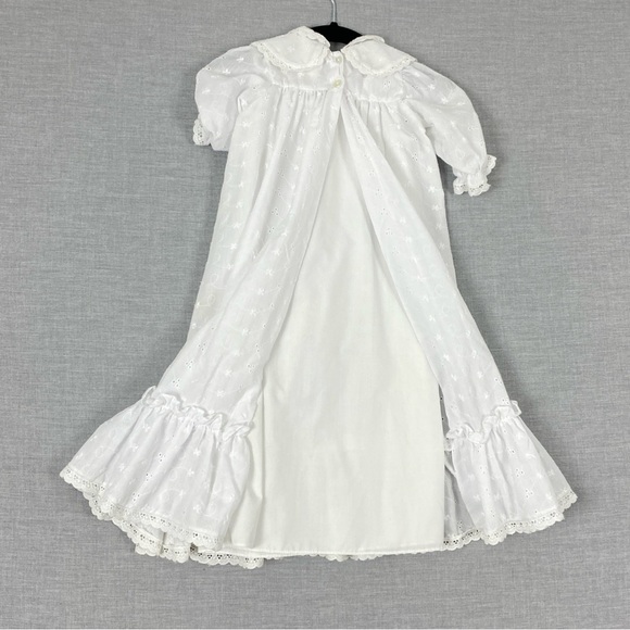 White Eyelet Christening Gown with Bonnet and Undershirt Vintage - Picture 2 of 11